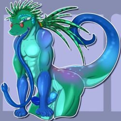 absurd_res anthro blue_penis gecko hi_res iguanid lizard male reptile scalie skink sticker tokaga tongue