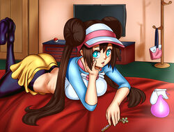 ass big_ass big_breasts blue_eyes breasts brown_hair clothed clothing emotionless expressionless female female_focus female_only keiboxy looking_at_viewer nintendo pokemon pokemon_bw2 rosa_(pokemon) thighs