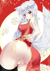 absurdres animal_ears ass chinadress nopan pussy tagme tail thighhighs uncensored