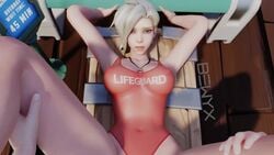 1boy 1girls 3d animated artist_name bewyx big_ass big_breasts big_penis blizzard_entertainment blonde_hair bouncing_breasts english_text female female_focus large_penis legs_spread lifeguard light-skinned_male male_pov mercy missionary_position nipple_bulge on_back one-piece_swimsuit overwatch pale-skinned_female pale-skinned_male pale_skin penis pov shorter_than_30_seconds sound swimsuit swimsuit_aside text unknown_male vaginal vaginal_penetration video watermark