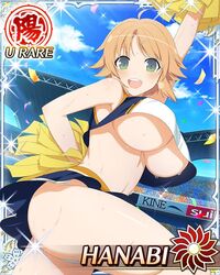 1girls blonde_hair cheerleader crop_top curvaceous curvy green_eyes hanabi_(senran_kagura) huge_breasts looking_at_viewer official_art panties pom_poms pose posing senran_kagura skirt teenager thick_thighs underboob voluptuous white_panties wide_hips yaegashi_nan