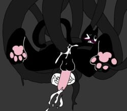 1boy anal_sex anthro back_view backsack big_eyes big_penis black_background black_eyes black_fur black_nose blush cartoon_cat cat_ears cat_tail claws cum_in_ass cumming_from_anal_sex cute deep_penetration domestic_cat feline_penis fur furry gay hands-free huge_balls looking_back looking_up open_legs pawpads paws pink_pawpads pink_penis pleasure_face rape riskaver_(artist) tentacle_rape tentacle_sex trevor_henderson yaoi