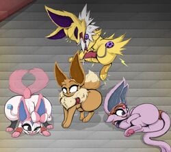 absurd_res allbadbadgers animal_genitalia animal_penis anthro ass assimilation balls bending canine_penis conditional_dnp corruption eevee eeveelution espeon female feral gender_transformation giorno_giovanna gold_experience guido_mista hi_res humanoid hypnosis jojo's_bizarre_adventure jojo_reference jolteon knot large_penis male meme mind_control narancia_ghirga nintendo nude penis pokémon_(species) pokemon precum precum_drip rule_63 sylveon transformation vento_aureo video_games zoophilia