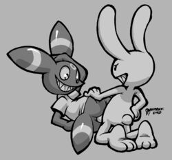 2021 3_toes anal anal_sex anthro anthro_on_anthro anthro_penetrated anthro_penetrating anthro_penetrating_anthro anus bottomless canid clothed clothing duo eeveelution feet grey_background greyscale grin half-closed_eyes hand_on_head interspecies kneeling lagomorph leporid looking_at_another looking_down lying male male/male male_penetrated male_penetrating male_penetrating_male mammal max_(sam_and_max) monochrome narrowed_eyes nintendo nude on_side onihidden penetration pokémon_(species) pokemon pokemon_(species) rabbit sam_and_max sex sharp_teeth shirt simple_background smile t-shirt t_square_position teeth toes topwear umbreon video_games