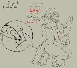 backsack balls belly blood bodily_fluids butt claws compromising_position dialogue dragon ear_piercing english_text eyewear fangs forced fur genitals glasses horns_and_hooves male/male mythological_creature mythological_scalie mythology piercing prodding profanity rape rape_face rape_play sabertooth_(anatomy) scalie scared scared_eyes scared_prey scratch_mark scratches scratching sex slightly_chubby squat_position teeth text wearing_glasses wool_(fur) yiffster