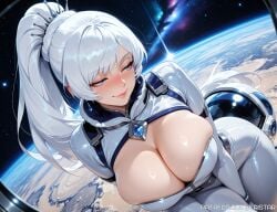 1girls ai_generated astronaut big_boobs big_breasts blue_eyes boobs breasts female female_focus female_only high_resolution highres huge_boobs huge_breasts kaistar large_boobs large_breasts long_hair looking_away patreon rwby smile smiling solo solo_female solo_focus stars weiss_schnee white_hair