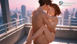 1girls ai_generated anus ass big_ass big_breasts big_butt blush breasts breasts_out brown_hair curvy curvy_figure eyelashes female large_breasts light-skinned_female light_skin makeup male navel nipples nude open_mouth outdoors pussy sex short_hair smile standing sweat thick_thighs uraraka_ochako voluptuous