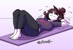 2020 anor3xia big_breasts brown_hair earrings female jaiden jaiden_animations milf milf_jaiden signature situps slobbyslapper solo sssir sssir8 stretching struggling sweating thighs white_skin workout workout_clothes yoga_mat youtube youtuber