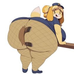 bottom_heavy isabelle_(animal_crossing) stuck_in_ass trinity-fate62 villager_(animal_crossing)