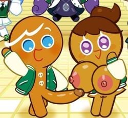 1boy 1girls big_breasts cookie_run erect_nipples erection gingerbrave gingerbright happy large_penis pussy tagme