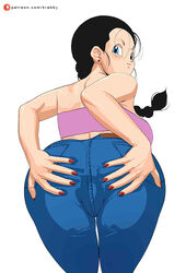 1girls anus ass big_ass dragon_ball dragon_ball_gt dragon_ball_z female female_only fully_clothed krabby_(artist) looking_at_viewer looking_back solo spread_ass spread_ass_under_clothes videl