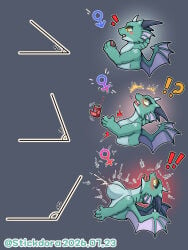 3:4 4_fingers absurd_res angle angle_head_tilt_meme anthro areola autolactation beverage_can blush bodily_fluids breasts can claws container dragon emanata exclamation_point female female_symbol finger_claws fingers gender_symbol gender_transformation green_body hi_res holding_can holding_container holding_object horn lactating looking_pleasured male male_symbol membrane_(anatomy) membranous_wings moan mtf_transformation mythological_creature mythological_scalie mythology nipples non-mammal_breasts non-mammal_nipples nude nude_anthro nude_female open_mouth projectile_lactation question_mark scalie sequence shaking side_view simple_background snout solo squish stickdora stickdora_(stickdora) symbol three_frame_image three_frame_sequence tongue tongue_out transformation transformation_sequence trembling wings