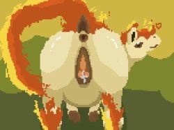 4:3 animal_genitalia animal_vulva digital_media_(artwork) equid equine equine_genitalia equine_vulva female feral generation_1_pokemon genitals heart_symbol kuvik looking_at_viewer mammal nintendo pixel_(artwork) pokemon pokemon_(species) ponyta presenting rear_view solo upscale vulva