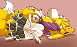 big_breasts digimon female foot_fetish furry mammal milf renamon thick_thighs tickling tickling_feet wide_hips zp92