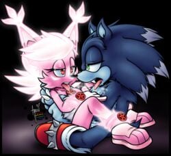 amuzoreh anthro anthro_on_anthro archie_comics blue_body blue_fur claws fingers glowing glowing_hair green_eyes lynx markings nicole_the_lynx open_mouth overclocked_nicole pink_body pink_hair red_eyes saliva saliva_trail sex sharp_teeth sonic_(series) sonic_the_hedgehog sonic_the_hedgehog_(archie) sonic_the_hedgehog_(comics) sonic_the_werehog sonic_unleashed spikes teeth toes tongue tongue_out were wereeulipotyphlan werehog