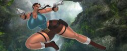 1girls absurdres breasts cleavage female female_only highres huge_breasts hyper_breasts lara_croft lara_croft_(classic) no_eyewear raidouzero solo thick_thighs tomb_raider wide_hips