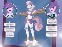 anthro bondage chains chastity cock_ring degradation femboy femdom feminization fingerless_gloves furry gems genderbend genderswap handcuffs heart_cutout horse_penis humiliation nasiri_(artist) pink_hair purple_hair sissification skirt slave_outfit suri_polomare_(mlp) sweetie_belle sweetie_belle_(mlp) tail tickle_machine tickle_torture tickling