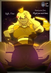 2026 2d 2d_(artwork) 2d_artwork artist_logo artist_name beanontoast big_ass big_breasts big_butt butt female five_nights_at_freddy's five_nights_at_freddy's:_security_breach glitchtrap legs_spread princess_quest_(fnaf) pussy shadow thick_thighs yellow_body yellow_dress yellow_hair