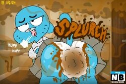 2024 3:2 anthro bathroom bent_over big_butt blue_body bottomwear breasts breath brown_fart_cloud butt cartoon_network clothed clothing clutching_stomach collared_shirt dated diarrhea digital_drawing_(artwork) digital_media_(artwork) domestic_cat dress_shirt ears_down fart fart_cloud feces feces_blowout feces_bulge felid feline felis female half-closed_eyes inside logo_parody mammal mature_anthro mature_female narrowed_eyes nicole_watterson noodlebomb45 one_fang onomatopoeia open_mouth panties pivoted_ears pooping raised_bottomwear raised_clothing raised_skirt rear_view relieved scat scatplay screencap screencap_background shirt sigh signature skirt smelly soiling soiling_panties soiling_underwear solo sound_effects stained_panties tail tail_under_skirt text the_amazing_world_of_gumball topwear underwear upset_stomach white_clothing white_panties white_underwear