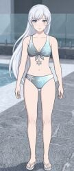 1girls ai_generated bikini female female_only rwby solo weiss_schnee white_hair