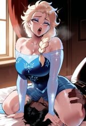 1boy 1girl 2girls ahegao ai_generated aroused bare_shoulders black_hair blonde_hair blue_dress blue_eyes blue_eyeshadow blue_lips blue_nails blush braid braided_ponytail breasts bridal_gauntlets bunnyart02 cleavage clothing crossover cunnilingus curtains dark-skinned_female dark-skinned_male dark_skin dress elsa_(frozen) eyeshadow female female_orgasm frozen_(film) frozen_2 girl_on_top hair_over_shoulder hand_on_another's_thigh hands_on_another's_thighs head_back heavy_breathing hetero indoors interracial large_breasts long_hair makeup male multiple_girls off-shoulder_dress off_shoulder on_bed on_top open_mouth oral orgasm rolling_eyes saliva sex single_braid sitting sitting_on_face sitting_on_person straddling strapless strapless_dress sweat teeth thick_thighs thighs tongue tongue_out torogao trembling upper_teeth_only very_dark_skin window yuri