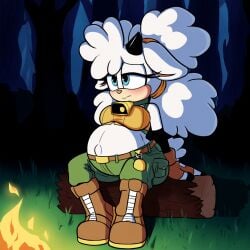 ai_generated anthro blue_eyes blushing blushing_female campfire camping female furry lanolin_the_sheep lazybonesai milf mother outside pregnant pregnant_anthro pregnant_female sega sheep sheep_girl sonic_(series) sonic_the_hedgehog_(series)