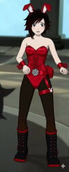 1girls ai_generated bunnysuit female female_only red_bunnysuit ruby_rose rwby solo