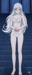 1girls ai_generated bra female female_only panties rwby solo underwear weiss_schnee white_bra white_panties