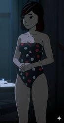1girls ai_generated female female_only one-piece_swimsuit rwby summer_rose swimsuit
