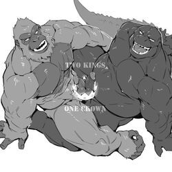 1:1 2021 2boys abs anthro ape balls balls_touching biceps crown digital_media_(artwork) duo enjoying erection frottage frotting fur furry genitals godzilla godzilla_(series) godzilla_vs_kong gorilla haplorhine happy hi_res jacketbear kaiju king_kong king_kong_(series) male male/male male_only mammal manly monkey monkey_boy monkey_feet monochrome monsterverse muscle muscles muscular muscular_male nipples nude open_mouth penis prehensile_feet primate scissor_position sharp_teeth spread_legs spreading teeth testicles thighhighs triceps uncensored vein veins veiny_penis yaoi