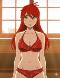 1girls ai_generated bikini female female_only pyrrha_nikos red_bikini rwby solo swimsuit