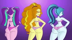 3girls adagio_dazzle aria_blaze ass ass_cleavage big_ass butt_crack equestria_girls female female_only friendship_is_magic hasbro looking_at_viewer looking_back my_little_pony rear_view scobionicle99 sonata_dusk the_dazzlings thick thick_ass thick_thighs thighs trio twintails wide_hips