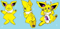 anthro batiddies big_ears blush cute_expression eeveelution facing_viewer feral fluffy fluffy_balls genitals hi_res jolteon looking_away male ms_paint neck_tuft nintendo pawpads paws penis pokémon_(species) pokemon semi-anthro six_(batiddies) solo tuft video_games