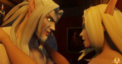 1boy 1girls 2021 3d blizzard_entertainment blonde_hair blood_elf blood_elf_male elf female green_eyes headband kalec_sunwhisper male mr_sunwhisper nude pointy_ears sex straight warcraft world_of_warcraft