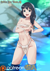 bad_censor censored covered_nipples covering covering_crotch dawn_(pokemon) game_freak ghta nintendo outdoors pokemon sarashi solo solo_female sukebeartist tagme