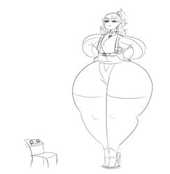 1girls ass_focus bare_ass big_ass big_hips big_thighs chair elf elf_ears enna_(franktonius) franktonius hands_on_hips heels high_heels huge_ass huge_hips huge_thighs hyper hyper_ass hyper_hips hyper_thighs long_ears massive_ass monochrome pointy_ears sketch smug thick_thighs thighhighs wide_hips