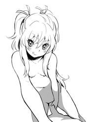 1boy :p bangs blank_censor blush breasts censored closed_mouth completely_nude cowboy_shot cowgirl_position eyebrows_visible_through_hair eyes_visible_through_hair female flat_chest foreshortening greyscale guided_penetration hair_ribbon houjou_hibiki imminent_sex imminent_vaginal long_hair monochrome navel nipples nude penis penis_grab pigtails pov precure pretty_cure ribbon shadow sidelocks simple_background small_breasts smile solo_focus stomach straight suite_precure tongue tongue_out two_side_up ukokkei white_background