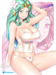 1girls artist_name bare_thighs breasts cleavage etchimune fire_emblem fire_emblem:_three_houses flower green_eyes green_hair hair_flower hair_ornament large_breasts long_hair looking_at_viewer nintendo panties rhea_(fire_emblem) smile solo solo_female tank_top thighs twitter_username underwear white_panties zoom_layer