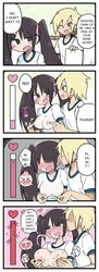 >_< 1boy 1girls 2021 4koma absurd_res annoyed bare_arms begging black_eyes black_hair blonde_hair blush breast_focus breast_grab breasts brown_eyes close-up comic dialogue drooling ear_licking ear_nibble ear_piercing english_text eyebrows_visible_through_hair eyes_visible_through_hair female gyaruo gym_uniform heart heart_eyes heavy_breathing highres homework indoors licking long_hair long_twintails looking_at_another looking_away looking_down male matching_hair/eyes medium_breasts messy_hair nipple_pinch nipple_pull nipple_stimulation nipple_tweak nipples one_eye_closed open_mouth orgasm_meter pervert piercing pokies school secretly_loves_it see-through shaded_face shirt shirt_lift short_hair smile speech_bubble sweat sweating sweating_profusely sweaty_breasts tan text tied_hair tongue tongue_out translated twintail-chan_(white-stew) twintail-chan_will_have_s○x_in_100_days twintails typo webcomic wet wet_clothes white-stew wink