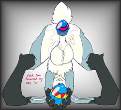 absurd_res anal_egg_laying anthro ass balls big_balls easter easter_egg egg egg_laying fluffy genitals hi_res holidays horn jackalope kyle_(topazknight) lagomorph long_ears male mammal presenting presenting_hindquarters simple_background solo topazknight