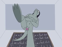 1boy aaron_amethyst absurd_res anthro balls chalkboard classroom disney disney_channel domination feet foot_fetish foot_focus genitals hi_res lizard low-angle_view male male_domination male_only nude penis reptile scalie school solo solo_focus star_vs_the_forces_of_evil toffee_(svtfoe) worm's-eye_view writing_text