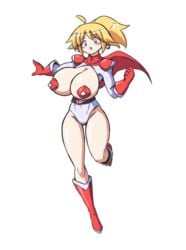 1girls big_breasts blonde_hair blue_eyes breasts breasts_out covered_nipples exposed_breasts huge_breasts original_character pasties paulgq solo solo_female superheroine tagme