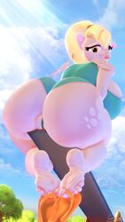 3d_(artwork) anthro ass barefoot big_ass big_breasts big_butt breasts clothing conditional_dnp derpy_hooves digital_media_(artwork) equid equine feet female footwear friendship_is_magic genitals hasbro hi_res holding_with_feet mammal my_little_pony partially_visible_vulva pegasus plump_labia pussy sandals snuddy soles solo source_filmmaker toes wings