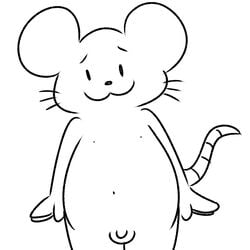 anthro balls black_and_white genitals gerbil male mammal monochrome murid navel nipples nishi_oxnard penis rodent simple_background sketch small_penis smile solo whiskers white_background