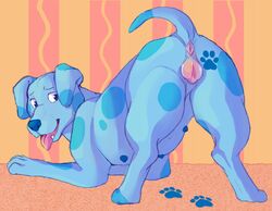 anatomically_correct anatomically_correct_genitalia anatomically_correct_pussy animal_genitalia animal_pussy anus ass ass_up blue's_clues blue_(blue's_clues) blue_body canid canine canine_pussy canis domestic_dog female feral footprint genitals hi_res looking_back mammal multi_nipple nickelodeon nipples nude open_mouth pawprint pink_tongue presenting presenting_anus presenting_hindquarters presenting_pussy pussy raised_tail rear_view seductive shadowpelt solo spots spotted_body tongue tongue_out