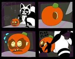 all_the_way_through anthro fucking_pumpkin halloween inanimate_object jack-o'-lantern male_only penetration pumpkin rape rex_(rexon02) rexon02