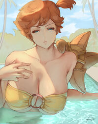 alternate_breast_size araneesama big_breasts breasts cutesexyrobutts_(style) green_eyes huge_breasts kasumi_(pokemon) large_breasts nintendo orange_hair pokemon pokemon_rgby red_hair redhead staryu swimming_pool water