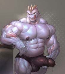 abs absurd_res anthro bara bodily_fluids bulge clothed clothing erection erection_under_clothing genital_fluids genital_outline genitals hi_res humanoid_genitalia humanoid_penis licking licking_lips machoke male male_only muscular muscular_anthro muscular_male nintendo nipples pecs penis penis_outline pokémon_(species) pokemon pokemon_(species) precum precum_through_clothing solo solo_male tongue tongue_out underwear video_games vorusuarts wet wet_clothing