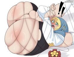 1boy anus ass balls big_ass blonde_hair bridget bubble_butt dat_ass dumptruck_ass fat_ass femboy green_eyes guilty_gear huge_ass large_ass laundrymom legs_up looking_at_viewer lying lying_on_back male male_only penis restrained ripped_clothing solo stuck sweat thick_ass thick_thighs tied_up wide_hips yoyo