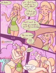 2girls big_breasts bobbi_(ruffsketches) breasts comic comic_page hug multiple_girls oc original_character panties ruffsketches_(artist) text text_bubble